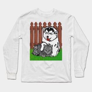 Cat and Dog Friends Long Sleeve T-Shirt